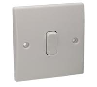kenable 1 Gang 2 Way 10A Single Light Switch Rounded Faceplate White
