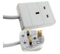 kenable 1 Gang Extension Lead UK Mains Power Socket 13A Fused Plug BS1363 Approved 250V White 0.5m