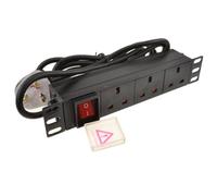 kenable 10 inch PDU Power Strip 3 Way UK Sockets Surge Protected for Data Cabinet Rack with 2.5m Cable and UK Plug 13A 250V
