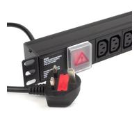 kenable 12 Way PDU Power Distribution Unit | C13 IEC Sockets | UK Plug 3250W | Horizontal Rack Mount | Aluminium Housing | Switched | 3m Cable | Without Surge Protection