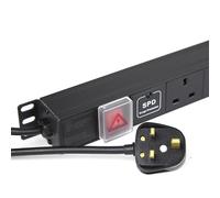 kenable 12 Way Vertical PDU Power Distribution Unit with Surge Protection - UK Sockets 1U Rack Mount Switched 13A with 1.8m Cable and UK Plug