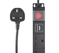 kenable 12 Way Vertical PDU Power Distribution Unit with Surge Protection | UK Sockets 1U Rack Mount | Switched with 3m Cable | 13A UK Plug | 81.4cm Length | Black