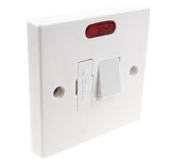 kenable 13A Fused Spur Switch with LED Indicator White Single Gang Switched Fused Connection Unit for Boilers Extractor Fans BS1363 85mm x 85mm Back Box Compatible