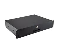 kenable 19 Inch 2U Lockable Rack Mount Drawer with Rear Support Rails 338mm Deep Server Cabinet Storage