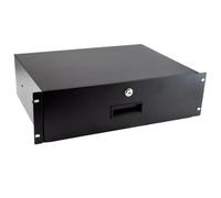 kenable 19 Inch 3U Lockable Rack Mount Drawer with Rear Support Rails 338mm Deep | Steel Construction Server Cabinet Storage | Front Lock | 4-Post Rack Compatible | Black