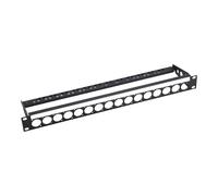 kenable 19 inch Rack Panel Punched for 16 D-Series Connectors 1U Brushed Dark Aluminium Metal Mounting Plate for Audio Video Data Patch Panels Server Cabinet Equipment