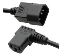 kenable 1m IEC C14 to C13 Right Angle (L-Shaped) Mains Power Extension Cable - 5A 250V | Ideal for PCs, Monitors, Servers, PDU, UPS, and IT Equipment