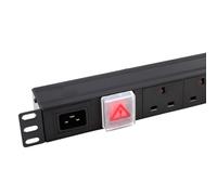 kenable 1U PDU Power Distribution Unit 19 Inch Rack Mount C20 Inlet to 6x UK Sockets 16A 4000W Horizontal Without Surge Protection Black Aluminium