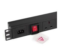 kenable 1U Rack Mount PDU 6 Way UK Sockets C14 IEC Inlet Power Distribution Unit 19 Inch Horizontal 10A 2500W Black Aluminium Without Surge Protection