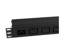 kenable 1U Rack Mount PDU 8 Way C20 Inlet to C19 Sockets Power Distribution Unit 16A 4000W Horizontal 19 Inch Without Surge Protection Black