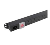 kenable 1U Vertical PDU 12 Way UK Sockets C20 IEC Inlet 19 Inch Rack Mount Power Distribution Unit 16A 4000W Without Surge Protection