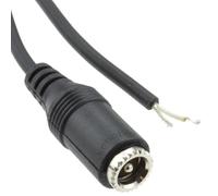 kenable 2.1mm x 5.5mm Female DC Power Socket to Bare Wire Cable 1.5m Black - 75W for LED, Solar, CCTV