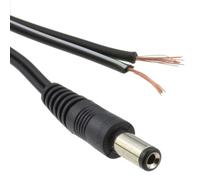 kenable 2.1mm x 5.5mm Male DC Plug to Bare Ended Power Cable 3m Black - 75W Rated for LED Signs, Solar Devices, Low Voltage Applications - Figure Eight Cable