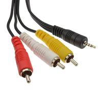 kenable 2.5mm Jack to 3 RCA Phono Cable 4 Pole AV Composite Video Stereo Audio Lead for Camcorder Camera TV 3m Black