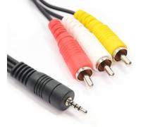 kenable 2.5mm to 3 RCA AV Cable Lead 1.5m - Composite Video + Stereo Audio (Yellow/Red/White) - 4-Pole, Code 1169