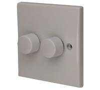 kenable 2 Gang 1 Way LED Dimmer Light Switch Rounded Curved Faceplate White 5-150W