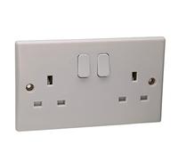 kenable 2 Gang 13A Switched UK Mains Power Rounded Faceplate White [2 Gang 13A Power Socket]