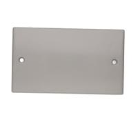 kenable 2 Gang Blanking Plate Cover White Curved Edge Rounded Faceplate for Standard UK Wall Box Double Blank