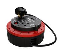 Kenable 2 Gang Mains Power Extension Reel With Usb 2.4A Ports And Thermal Switch 10M