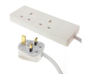 kenable 2 Gang UK 13A Trailing Socket Mains Power Extension Lead White 20m
