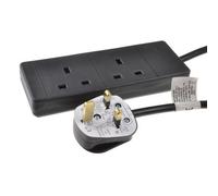 2 Gang Way UK 13A Trailing Socket Mains Power Extension Lead Black 5m