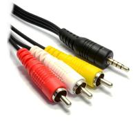 kenable 3.5mm 4 Pole Jack to 3 RCA Phono Composite Video & Stereo Audio Cable Black 1m