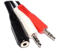 kenable 3.5mm Jack Socket To Twin Jack Plugs Cable - Speakers to Two PCs 0.5m