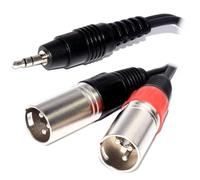 kenable 3.5mm Jack to 2 x XLR Male Cable Stereo Audio Adapter PC to Mixer Lead Black 3m