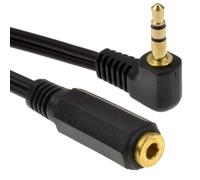 kenable 3.5mm Right Angle Stereo Jack to Socket Headphone Extension Cable Gold Plated Connectors Black 1m