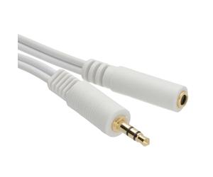 kenable 3.5mm Stereo Jack Extension Cable Male to Female Headphone Audio Lead Gold Plated White 20m