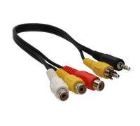 Kenable 3.5mm Stereo Jack Plug & Composite Phono To 3 X Triple Rca Female Sockets Cable