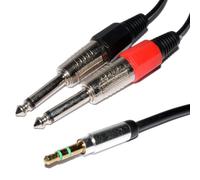 kenable 3.5mm Stereo Jack Plug to Twin 6.35mm MONO Plugs Low Noise Cable 1.5m [1.5 metres]