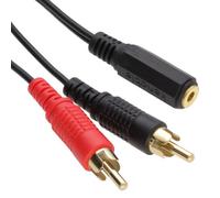 Kenable 3.5mm Stereo Jack Socket To 2 Phono Rca Plugs Adapter Cable Gold 190mm Black