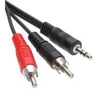 3.5mm Stereo Jack to 2 RCA Phono Plugs Audio Cable Lead Nickel 5m