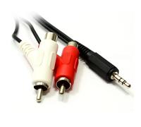 kenable 3.5mm Stereo Jack to Twin Right Angle RCA Phono Cable STACKABLE Nickel Plated 3m Black