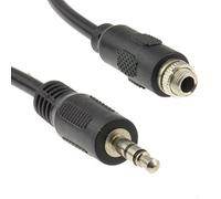 3.5mm Stereo Panel Mount Socket to 3.5mm Jack Plug Cable Lead 15cm