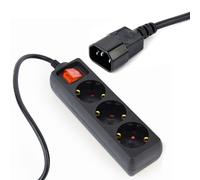 kenable 3 Gang Schuko 2 Pin European Sockets Power Switch & C13 IEC UPS
