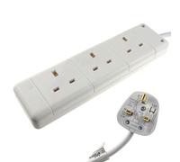 kenable 3 Gang UK Mains Power Extension Lead | 13A Trailing Socket Strip | Wall Mountable with Keyholes | BS1363/A Certified | White 3m