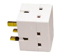 kenable 3 Way Block Socket Splitter 13A Mains Adapter with Fuse | BS 1363/3 Certified | 250V Power Extension | White