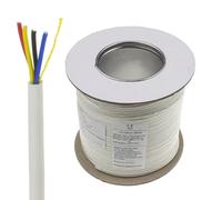 kenable 4 Core CCA Signal Cable for Alarm and Intercom Systems, Colour Coded Low Voltage Wire, 24AWG with Rip Cord, 100m Reel, White