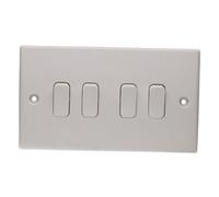 kenable 4 Gang 2 Way Light Switch White Rounded Edge 10A Quad Rocker Switch Plate Internal Use