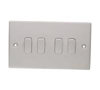 kenable 4 Gang 2 Way Light Switch White Rounded Edge 10A Quad Rocker Switch Plate Internal Use