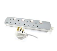 Kenable 4 Gang Mains Extension Lead 4 Way Uk Power Sockets Switched 2M