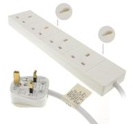 kenable 4 Gang Way UK Mains Power Extension Lead | 13A Trailing Socket | BS1363/A Certified with Wall Mount Keyholes | White 3m Cable