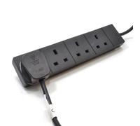 kenable 4 Gang Way UK Trailing Socket Mains Power Extension Lead Black 10m [10 metres]