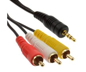 kenable 4 Pole 3.5mm Jack to 3 x RCA Composite & Stereo Audio Cable 2m [2 metres]
