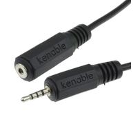 kenable 4 Pole 3.5mm Male to Female Jack Extension Cable AV Lead Pure Copper 2.5mm Black 1m