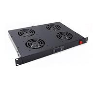 kenable 4 Way Digital Thermostat Rack Mount Fan Tray 19 inch 1U with LCD Display for Server Cabinet Cooling Black 330mm Deep