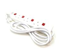 Kenable 4 Way Gang Mains Power Extension Lead With Individual Neon Switches 2M