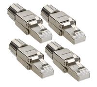 40GIG IDC RJ45 Connector for Cat6a Solid Cable Tool-less Metal Clip [4 pack]